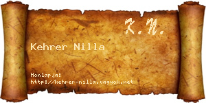Kehrer Nilla névjegykártya